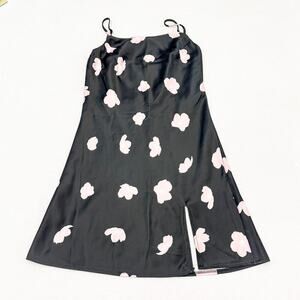 Polly Black Flower Strappy Printed Dress Size 4